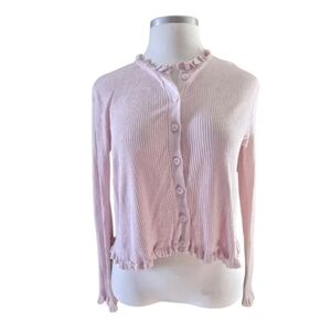 Eloquii Light Pink Frilly Cardigan